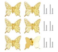 MOROBOR Pomos de mariposa para cajones, 4 piezas de aleación de zinc dorado con mango de mariposa para armario, armario, armario, armario