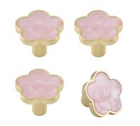 MOROBOR Pomos decorativos para armario de cocina, diseño de flores rosas, paquete de 4 tiradores creativos para cajones de muebles, armarios, puertas, tiradores de un solo agujero, perilla de aleación