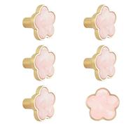 MOROBOR Pomos decorativos para armario de cocina, diseño de flores rosas, paquete de 6 tiradores creativos para cajones de muebles, armarios, puertas, tiradores de un solo agujero, pomos de aleación