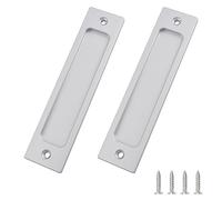 MOROBOR Rectangular Empotrada Puerta Corredera Tira, 2pcs Plata Flush Pull Aleación de Aluminio Closet Puerta Dedo Tira con tornillos de montaje para puertas correderas Barn Door(150mm)