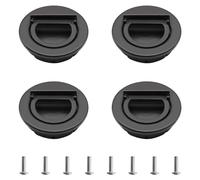 Morobor Redondo con anillo de tracción incrustado, 4 manijas ocultas Tatami, accesorios invisibles para puerta de armario con tornillos para cajón de armario (negro)