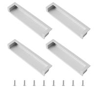 MOROBOR Tatami - Manijas de Puerta Ocultas, Paquete de 4 Integradas, Tiradores de Dedo Empotrados Con Tornillos Ocultos para Gabinete, Armario, Cajón (Plata Mate, 138 mm)