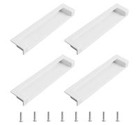 MOROBOR Tatami - Manijas de puerta ocultas, paquete de 4 tiradores empotrados de estilo moderno con tornillos ocultos ocultos para armarios, cajones, puertas y armarios (blanco, 143 mm)