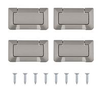 MOROBOR Tirador de anillo empotrado para puertas de bolsillo, color gris, 4 piezas, pomos ocultos de aleación de zinc para armarios, cajones