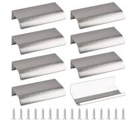 MOROBOR Tirador de borde, 8 piezas tiradores autoadhesivos de estilo moderno, mango invisible de aleación de aluminio para el armario, herrajes para cajones, 80mm/Níquel cepillado