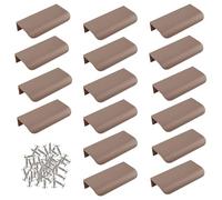 MOROBOR Tirador de Borde de Dedo, 16 piezas Tiradores Ocultos de Estilo Moderno para Cajones, Tiradores Invisibles Curvados de Aleación de Aluminio para Herrajes de Gabinete Cajón, 80mm/Marrón