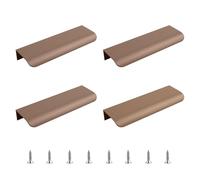 MOROBOR Tirador de Borde de Dedo, 4 piezas Tirador de Cajón de Estilo Moderno, Tirador Invisible Curvado de Aleación de Aluminio para Armario, Herrajes de Gabinete Cajón, 120mm/Marrón