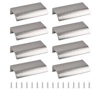 MOROBOR Tirador de Borde de Dedo, 8 manija Oculta para Cajón de Estilo Moderno., Manija Invisible de Aleación de Aluminio Manija de Armario para Cajón de Hardware de Gabinete, 80 mm/Níquel Cepillado