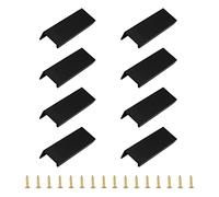 Morobor Tirador de borde de dedo, 8 manijas ocultas de estilo moderno, mango invisible de aleación de aluminio, mango para armario para cajón de hardware de gabinete (negro, 80 mm)