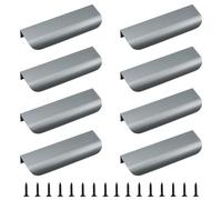 MOROBOR Tirador de borde de dedo, 8 manijas ocultas de estilo moderno, mango invisible de aleación de aluminio para cajón de herrajes de gabinete, 120 mm/gris mate