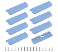 MOROBOR Tirador de borde de dedo, 8 manijas ocultas, mango de cajón de estilo moderno, mango invisible curvado de aleación de aluminio para cajones de gabinetes, 150 mm/azul