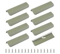 MOROBOR Tirador de borde de dedo, 8 manijas ocultas, mango de cajón de estilo moderno, mango invisible curvado de aleación de aluminio para cajones de gabinetes, 150 mm/verde grisáceo