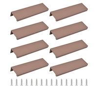 MOROBOR Tirador de borde de dedo, 8 manijas ocultas, manijas de cajón de estilo moderno, mango invisible de aleación de aluminio en ángulo recto para cajón de gabinete, 120 mm/marrón