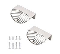 MOROBOR Tirador de borde de dedo de acero inoxidable, 2 manijas de gabinete en forma de hoja, manijas decorativas para muebles con tornillos de montaje para armario, armario y cajón (plateado)