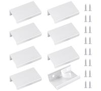 MOROBOR Tirador de borde de dedo mini plateado, 8 piezas, tirador oculto moderno para cajones, ángulo recto, perillas invisibles de aleación de aluminio para cajones de armario/50 mm