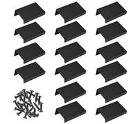 MOROBOR Tirador de borde de dedo negro, 16 manijas ocultas de estilo moderno, manijas de cajón de estilo moderno, pomos invisibles de aleación de aluminio en ángulo recto para armario de hardware de