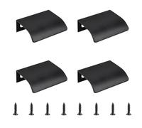 MOROBOR Tirador de borde de dedo negro mini, 4 piezas, tirador oculto de estilo moderno, tiradores de borde de radio de aleación de aluminio, pomos invisibles para armario, para cajones de hardware de