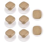MOROBOR Tirador de cajón autoadhesivo de grano de madera, 8 piezas de plástico redondo cuadrado autoadhesivo, pomos auxiliares para gabinetes, cajones, vidrio