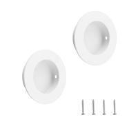 MOROBOR Tirador de dedo redondo, paquete de 2 tiradores empotrados blancos de acero inoxidable, manijas de puerta invisible para cajones de granero deslizante, armario, 50 mm