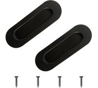 MOROBOR Tirador de gabinete, 2 manijas de puerta corredera empotradas ovaladas de acero inoxidable negro para cajones y armarios