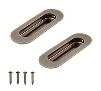 MOROBOR Tirador de gabinete, 2 piezas de bronce de acero inoxidable ovalado, agujero lateral empotrado, tirador de puerta corrediza empotrado con tornillos ocultos para cajón, armario