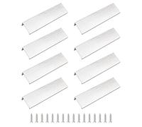 MOROBOR tirador del borde del dedo de plata cepillada, 8pcs mango oculto de estilo moderno manija del cajón, ángulo recto de aleación de aluminio pomos invisibles armario/120mm