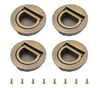 MOROBOR Tirador redondo incrustado, 4 manijas ocultas Tatami, herrajes invisibles para puerta de armario con tornillos para armario y cajón (bronce)