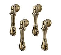 MOROBOR Tiradores colgantes vintage, 4 pomos de aleación de zinc tallados en forma de lágrima, color bronce verde, mango de un solo agujero para armarios, armarios, cajones, puertas, muebles