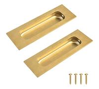 MOROBOR Tiradores cuadrados cepillados de color dorado, tiradores empotrados para dedos, 11,9 cm de longitud, tiradores deslizantes, de acero inoxidable, para armarios de ropa, cajones, 2 piezas