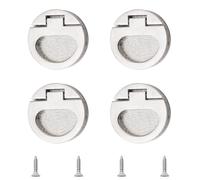 MOROBOR Tiradores de anillo empotrado, 4 tiradores de puerta de bolsillo, manijas de cajón de aleación de zinc, tiradores de puerta de cajón ocultos para armarios, cajones (plata cepillada)