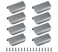 MOROBOR Tiradores de borde de dedo, 8 piezas Tiradores ocultos de estilo moderno para cajones, Mango invisible de aleación de aluminio para herrajes de gabinete cajón, 80mm/Gris Mate