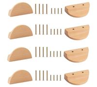 MOROBOR Tiradores de cajón en forma de media luna, tiradores de madera de haya semiredondos, para armario, cajón, hardware, tirador de doble agujero para armario de cajones, 12 piezas