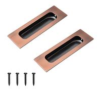 MOROBOR Tiradores de dedo empotrados, 2 tiradores rectangulares de 4.7 pulgadas de longitud, tiradores de gabinete de acero inoxidable para tiradores de cajones de armario (bronce rojo)