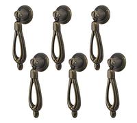MOROBOR Tiradores de gabinete colgantes vintage recortados, 6 pomos de aleación de zinc en forma de lágrima, manija de un solo agujero para armarios, armarios, cajones, puertas, muebles decorativos