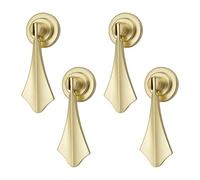 MOROBOR Tiradores de gabinete en forma de lágrima, 4 tiradores de aleación de zinc cepillado sólido con tornillo de montaje para armarios, cajones, puertas, muebles decorativos (forma de hoja