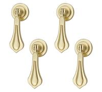 MOROBOR Tiradores de gabinete en forma de lágrima, 4 unidades, pomos de aleación de zinc cepillado sólido con tornillo de montaje para armarios, cajones, puertas, muebles decorativos (forma de hojas