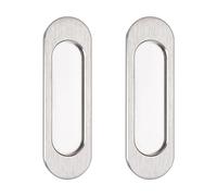 MOROBOR Tiradores ovalados autoadhesivos para puerta corrediza, 2 tiradores ocultos de aleación de aluminio para puerta corrediza de granero, armario, armario, cajones (acero cepillado, 100 mm)