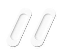 MOROBOR Tiradores ovalados autoadhesivos para puerta corrediza, 2 tiradores ocultos de aleación de aluminio para puerta corrediza de granero, armario, cajones (blanco, 100 mm)