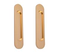 MOROBOR Tiradores ovalados autoadhesivos para puerta corrediza, 2 unidades, aleación de aluminio dorado mate, mango sin perforaciones, para puertas corredizas de granero, ventanas, gabinetes