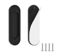 MOROBOR Tiradores ovalados autoadhesivos para puerta corrediza, 2 unidades, aleación de aluminio, sin perforaciones, para puertas corredizas de granero, ventanas, armarios (negro mate, 100 mm)