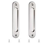 MOROBOR Tiradores ovalados empotrados para puerta corredera de 180 mm, 2 tiradores de acero cepillado de aleación de aluminio con tornillos de montaje para puerta corrediza de granero