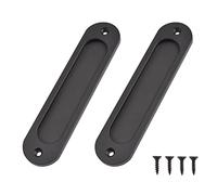 Morobor Tiradores ovalados empotrados para puertas corredizas, 2 unidades, negro mate, aleación de aluminio, con tornillos de montaje