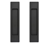 MOROBOR Tiradores rectangulares autoadhesivos para puerta corredera de 18 cm, 2 piezas de aleación de aluminio negro, mango sin perforaciones para puertas corredizas de granero, ventanas y armarios