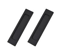 MOROBOR Tiradores rectangulares autoadhesivos para puerta corrediza, 2 unidades, aleación de aluminio negro mate, mango sin perforaciones, para puertas corredizas de granero, ventanas, gabinetes