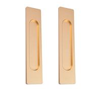 MOROBOR Tiradores rectangulares autoadhesivos para puerta corrediza, 2 unidades, aleación de aluminio negro mate, mango sin perforaciones, para puertas corredizas de granero, ventanas, armarios (oro