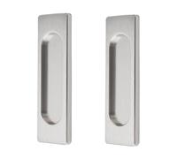 MOROBOR Tiradores rectangulares autoadhesivos para puerta corrediza, 2 unidades, aleación de aluminio, mango sin perforaciones, para puertas corredizas de granero, ventanas, armarios (acero cepillado,