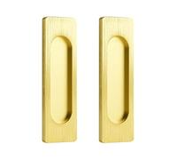 MOROBOR Tiradores rectangulares autoadhesivos para puerta corrediza, 2 unidades, aleación de aluminio, sin perforaciones, para puertas corredizas de granero, ventanas, armarios (oro cepillado, 100 mm)