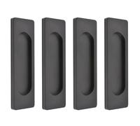 MOROBOR Tiradores rectangulares autoadhesivos para puerta corrediza, 4 unidades, aleación de aluminio, sin perforaciones, para puertas corredizas de granero, ventanas, armarios (negro mate, 100 mm)
