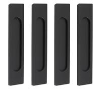 MOROBOR Tiradores rectangulares autoadhesivos para puerta corrediza, 4 unidades, tirador empotrado de aleación de aluminio negro mate sin perforaciones para ventanas y armarios (negro mate)
