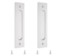 MOROBOR Tiradores rectangulares de 180 mm, 2 tiradores de aleación de aluminio para puerta de armario con tornillos de montaje para puerta corrediza de granero,Plata-2pcs